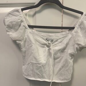 Hollister White Puff Sleeve Crop Blouse